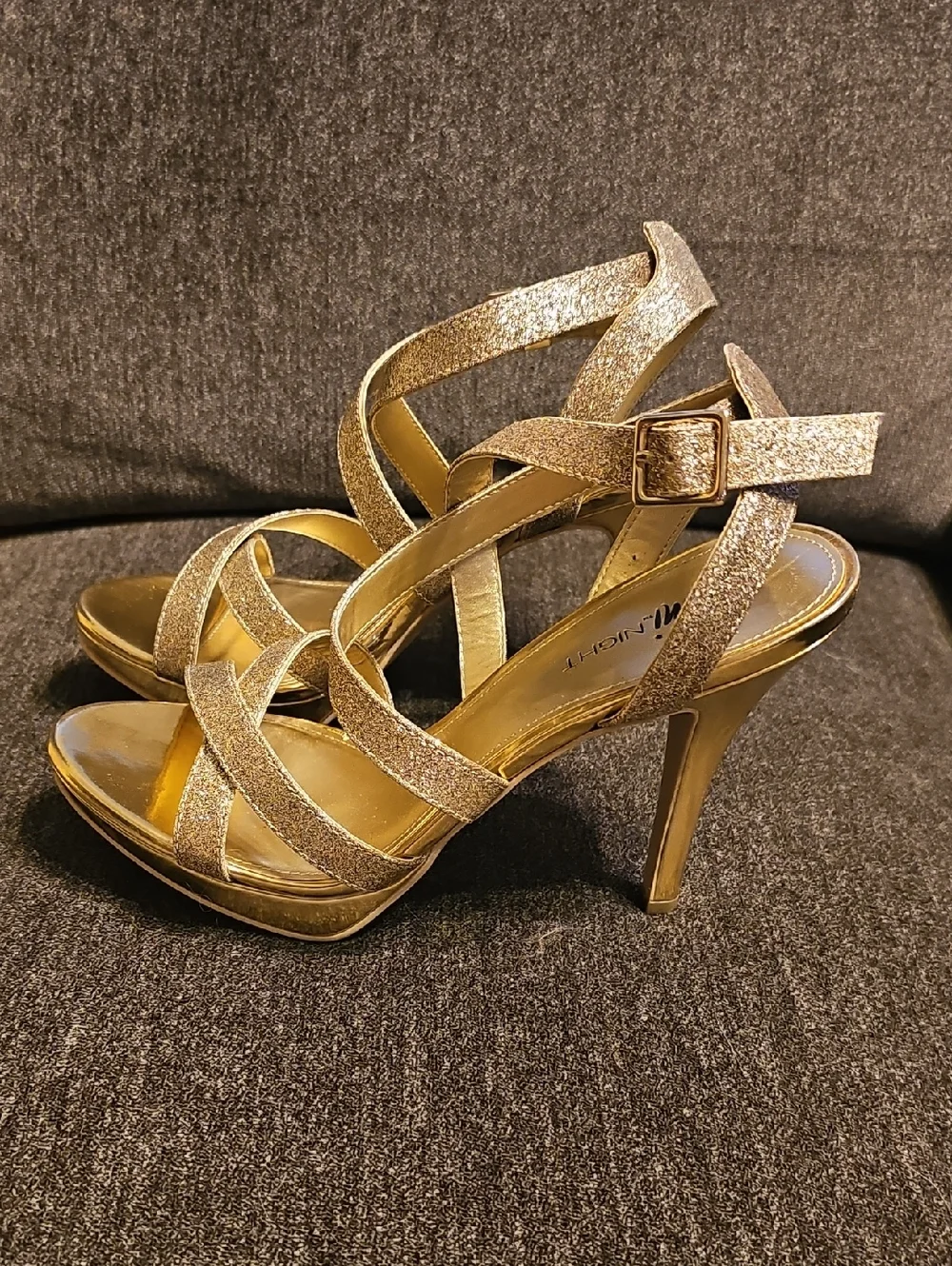 Fioni Night Women's Gold Glitter Strappy 4